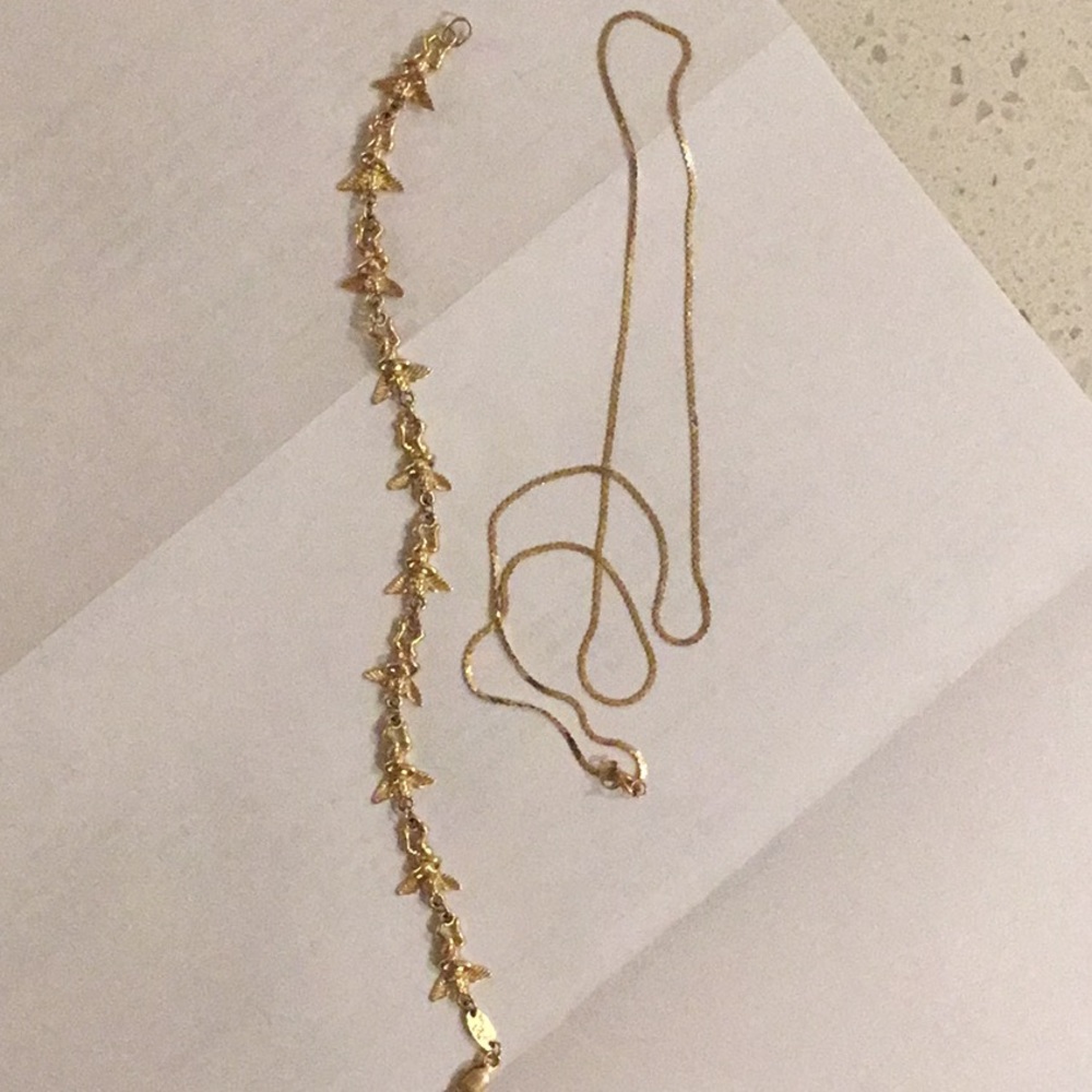 Angel bracelet and thin gold bracelet